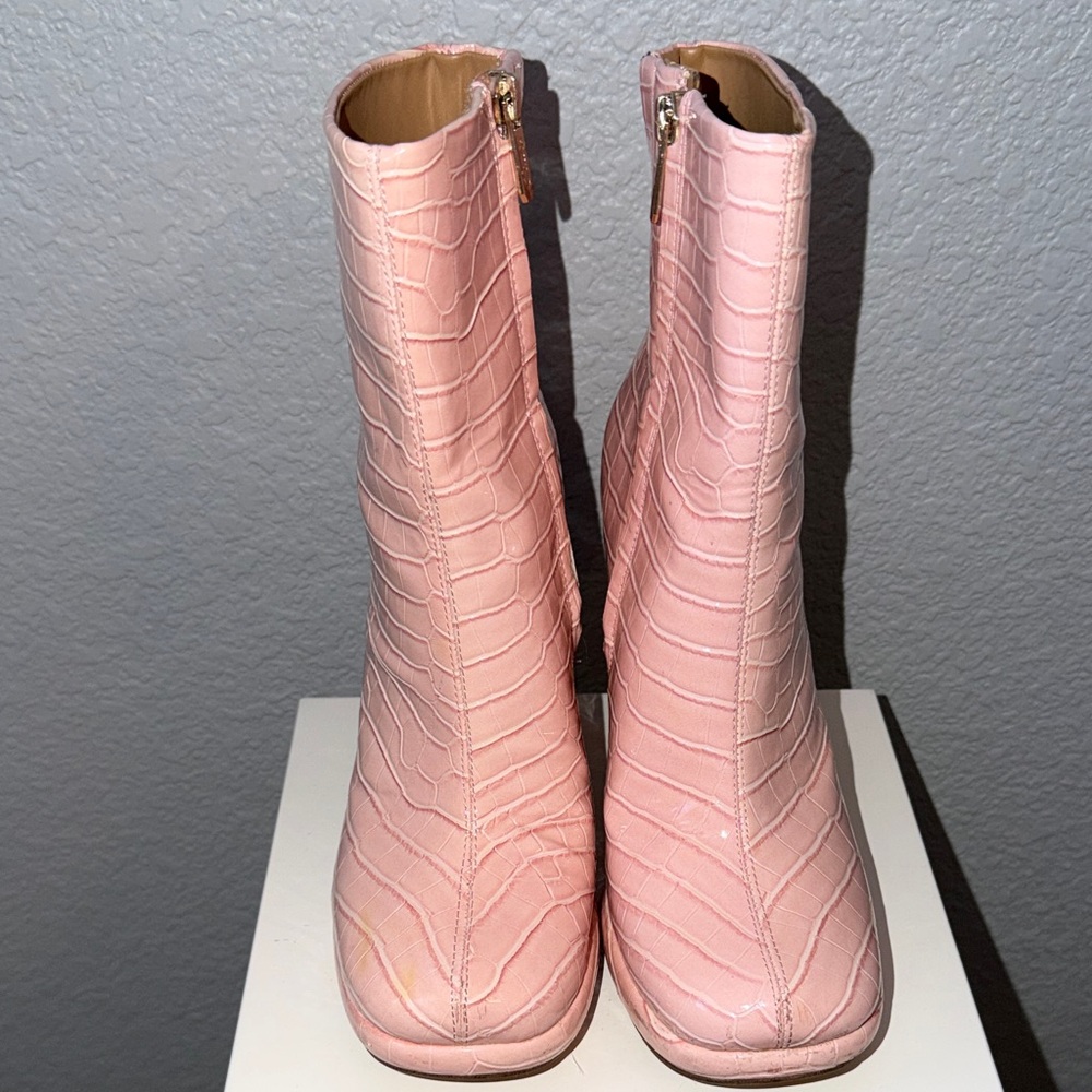 Circus by Sam Edelman Blush Croc-Embossed Heeled Boots